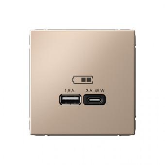 Art Gallery USB РОЗЕТКА A + тип-C 45Вт высокоскор.заряд. QC, PD, механизм, ПЕСОЧНЫЙ , GAL001229 Art Gallery USB РОЗЕТКА A + тип-C 45Вт высокоскор.заряд. QC, PD, механизм, ПЕСОЧНЫЙ , GAL001229